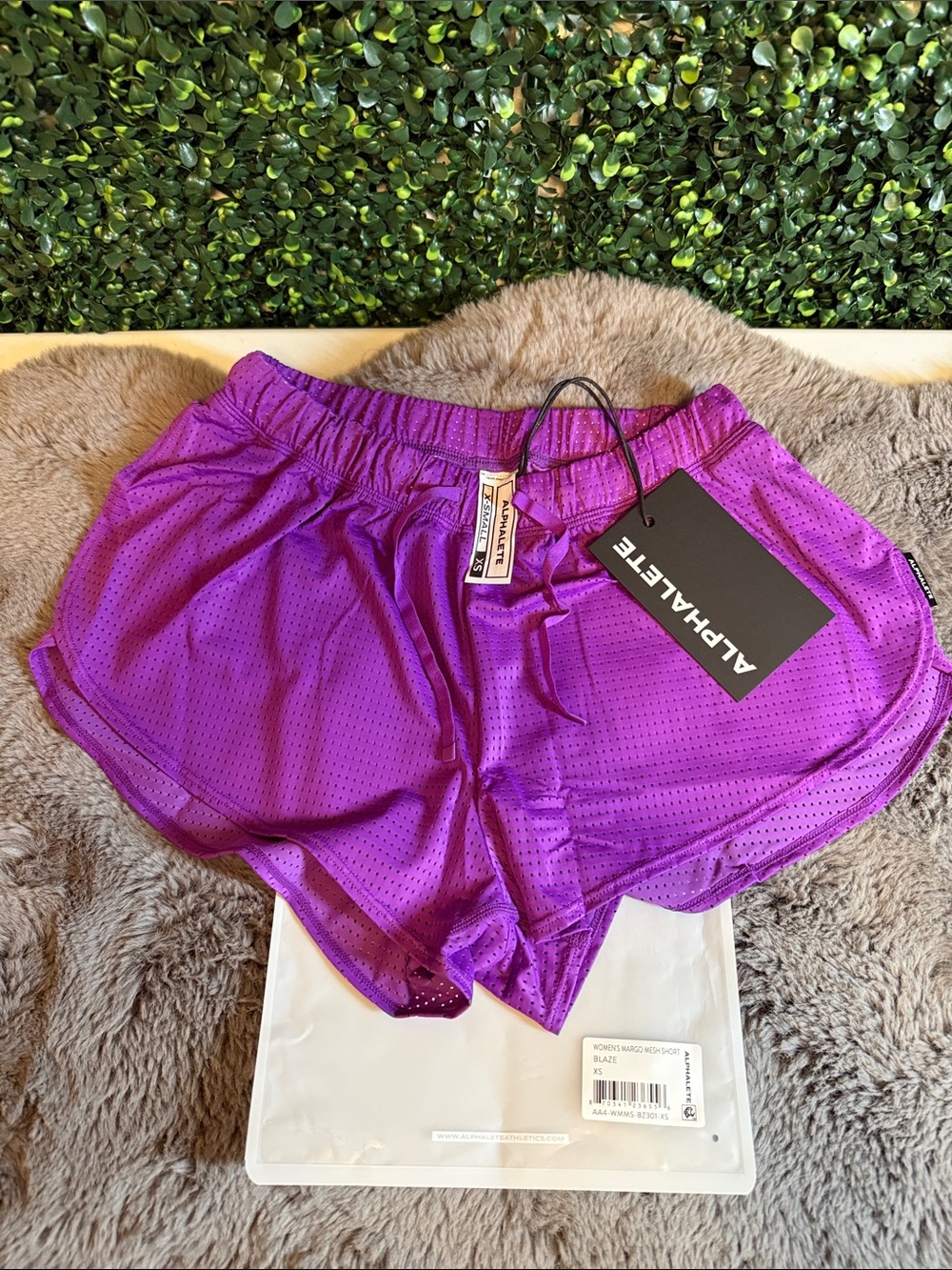 NWT Alphalete Women's Mesh Purple Athletic Shorts size XS